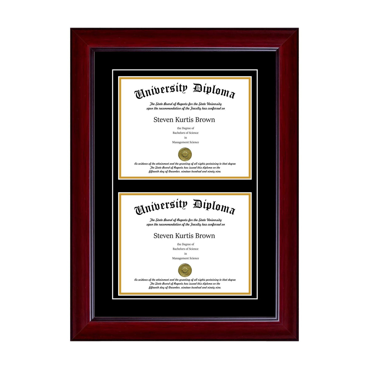 Double Diploma Frame with Mahogany Frame A2958