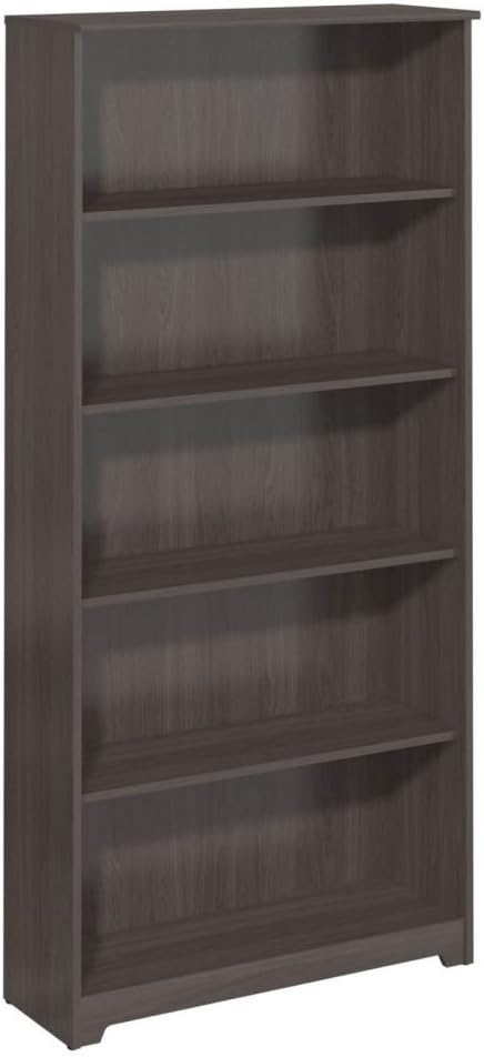 5 Shelf Bookcase and 60W Hutch, Heather Gray R2916