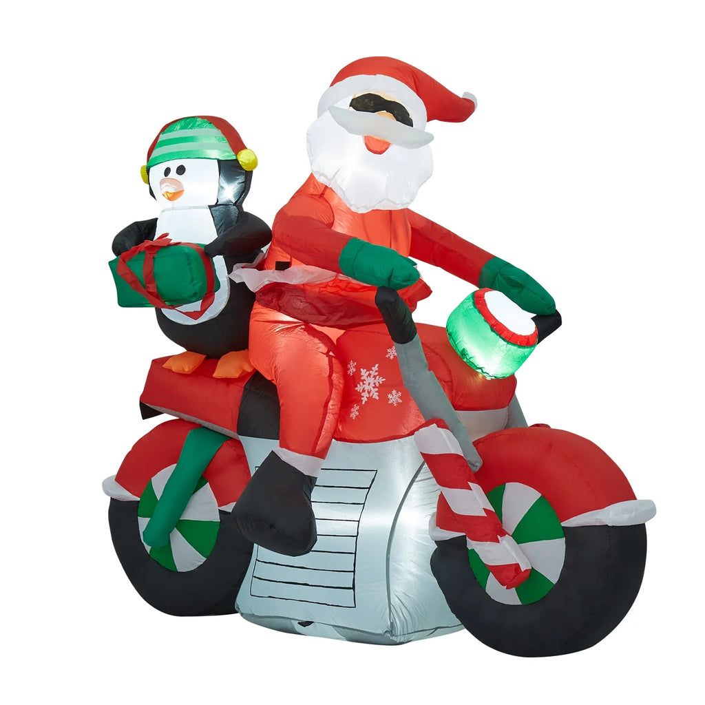 Christmas Inflatable Santa Claus Penguin on Motorcycle M9755