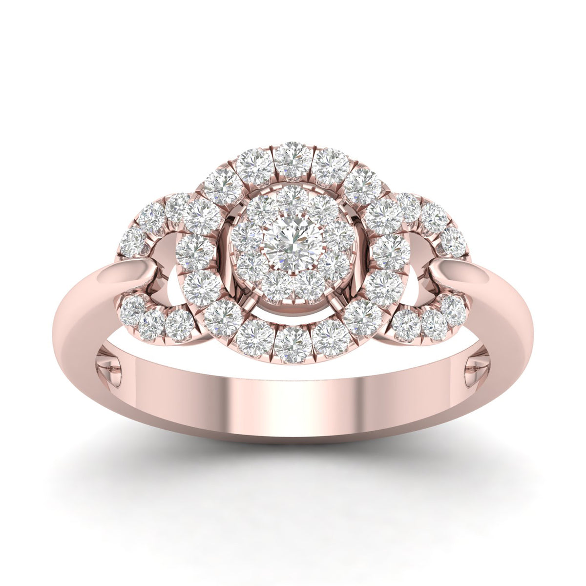 10K Rose Gold Diamond Cluster Engagement Ring Z72759