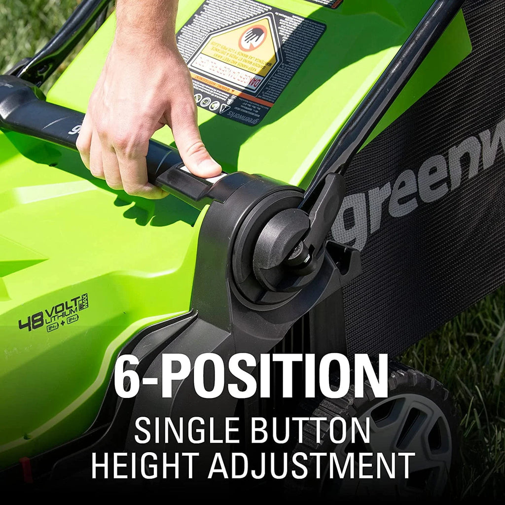 48V 17 Battery-Powered Push Lawn Mower with 2 x 24V 4Ah Batteries F46345
