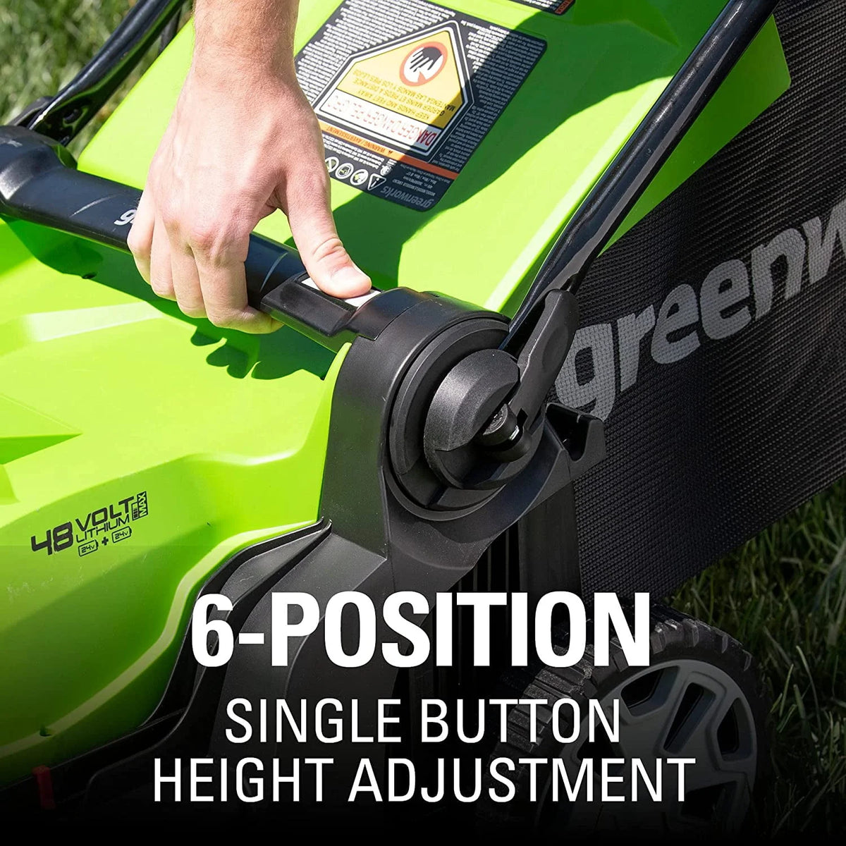 48V 17 Battery-Powered Push Lawn Mower with 2 x 24V 4Ah Batteries F46345