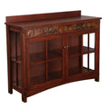 Redwashed Espresso Sideboard and Display Curio with Faux Slate T73142
