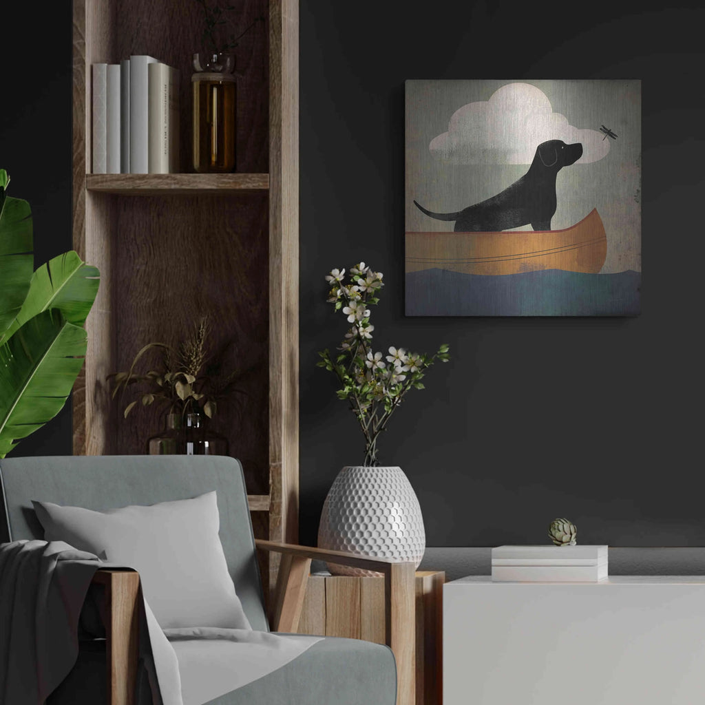 Black Dog Canoe Ride Metal Wall Art, 24"x24" M879711