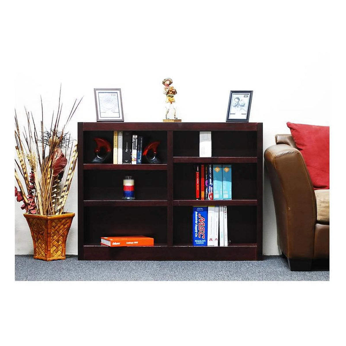 6-Shelf Double Wide Wood Bookcase Set M63526