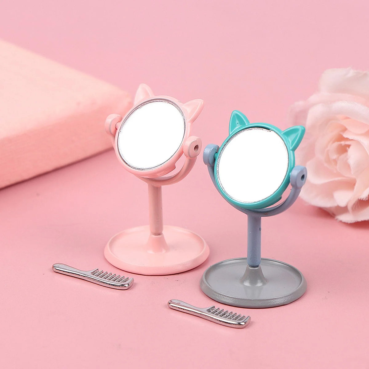 1/12 Mini Rabbit Ears Mirror Dollhouse Furniture C88173