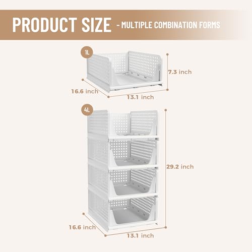 4 Pack Stackable Plastic Storage Bins O734864