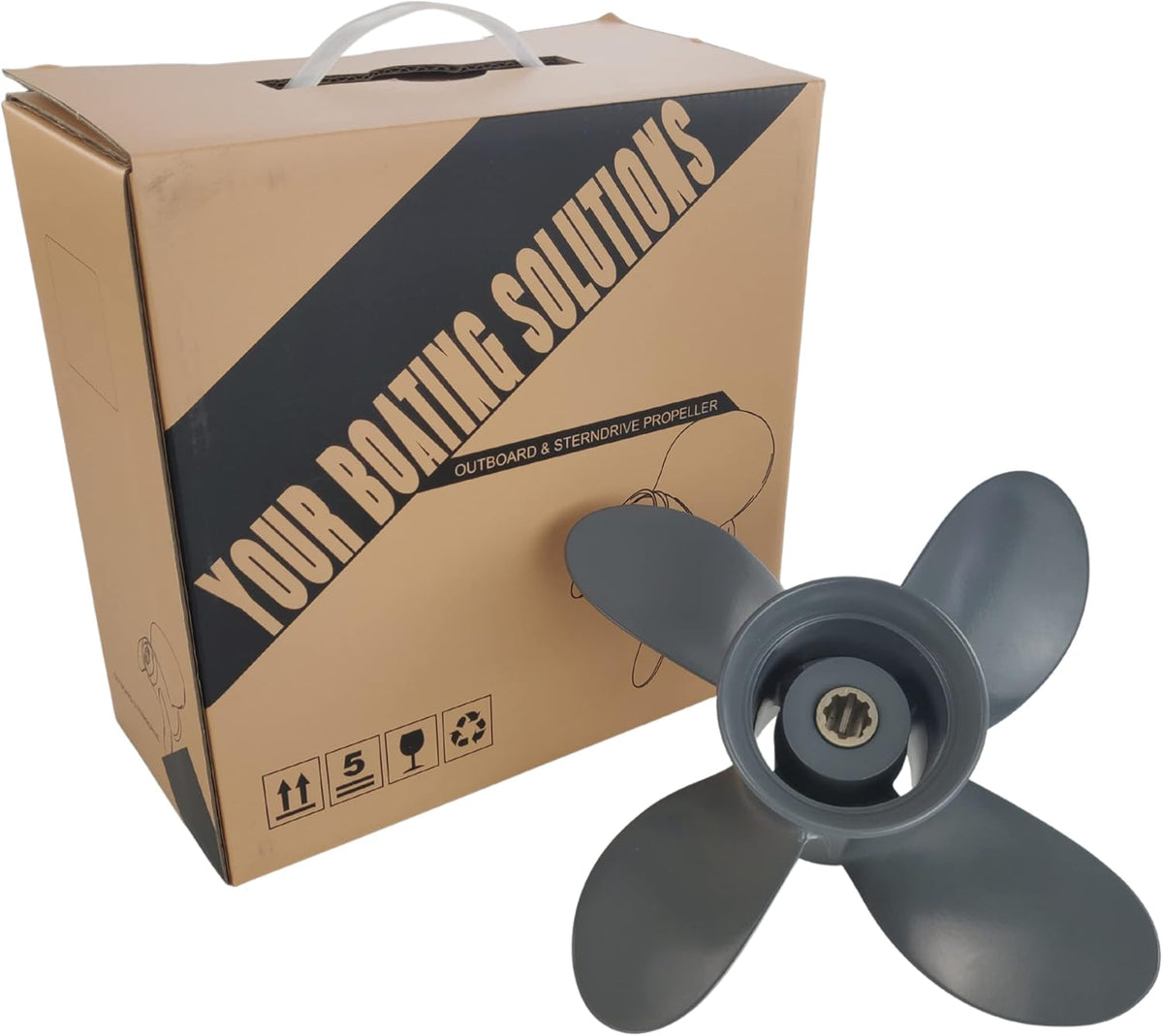 4 Blades 9 1/4x10, 9 1/4x11 Outboard Propeller, 8 Spline Tooth, RH Q522292