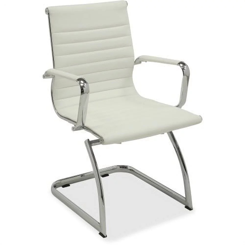 Modern Leather Guest Chair with Chromed Metal Arms Y415
