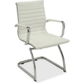 Modern Leather Guest Chair with Chromed Metal Arms Y415