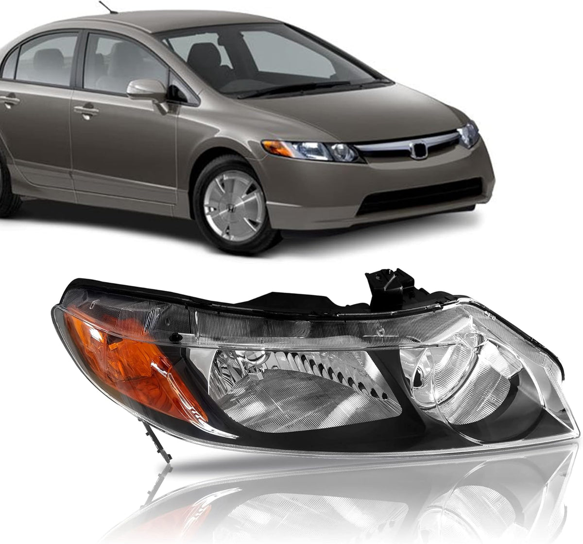 Halogen Headlights Assembly for 2006 2007 2008 Honda Civic Y380553