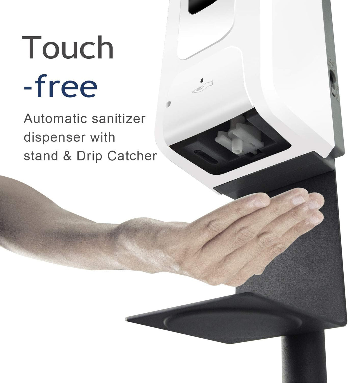 Automatic Hand Sanitizer Dispenser with Adjustable Stand, Sign Board, Refillable Bottle, Drip Catcher - 33oz V8710