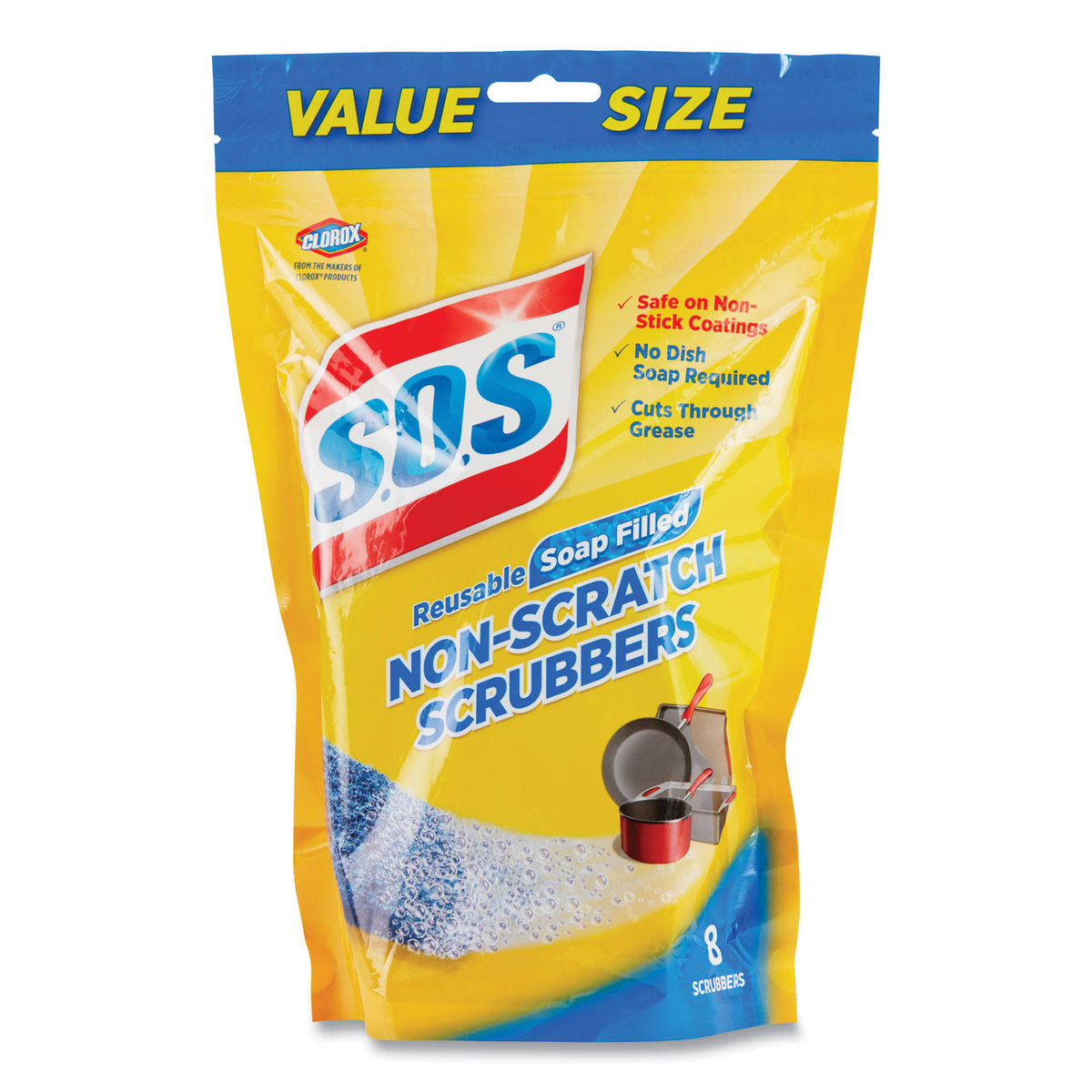 Non-Scratch Soap Scrubbers, Blue, 8-Pack V95117