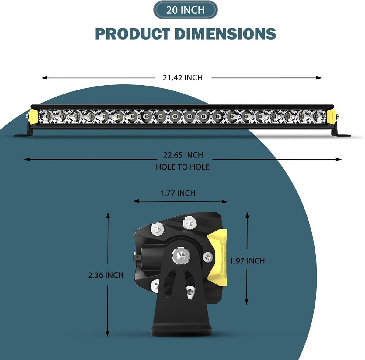 20 Inch 100W LED Light Bar IP68 Waterproof Pack of 2 C705