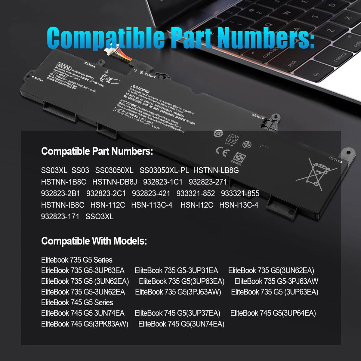 Battery for HP EliteBook 735 745 830 836 840 846 G5 ZBook 14U G6 N573