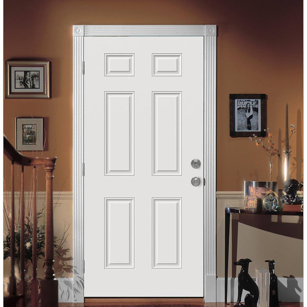 6-Panel Primed Steel Front Door Slab N790061