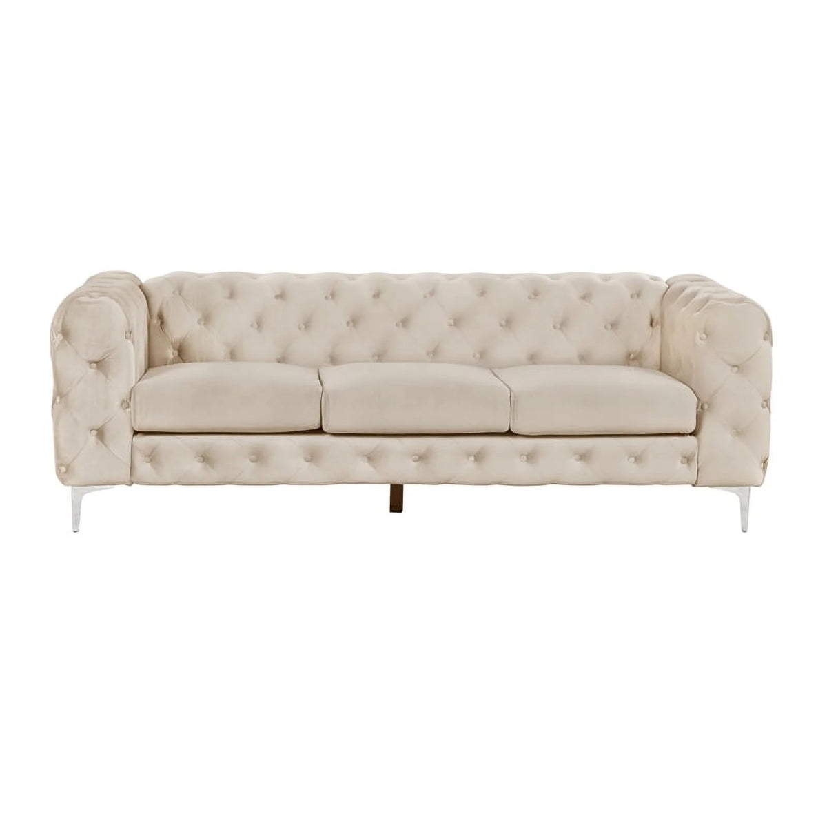 2-Piece Button Tufted Velvet Sofa Set Beige R489