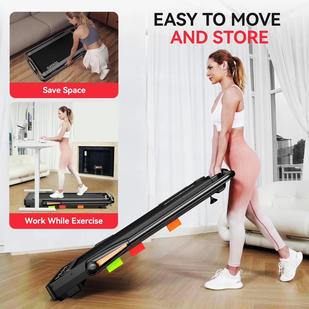 Black 2.5HP Folding Treadmill L5986