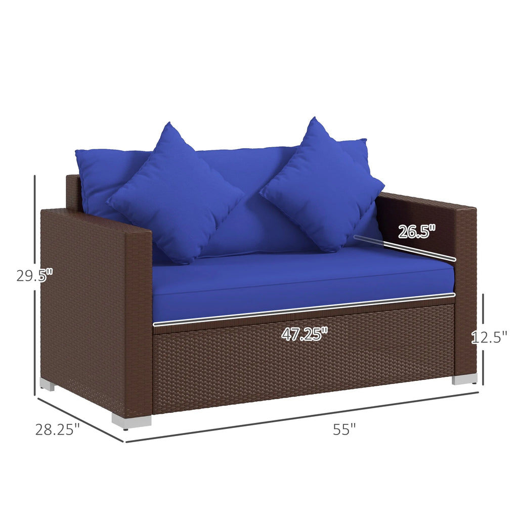 Blue Padded Outdoor Loveseat Sofa G5782