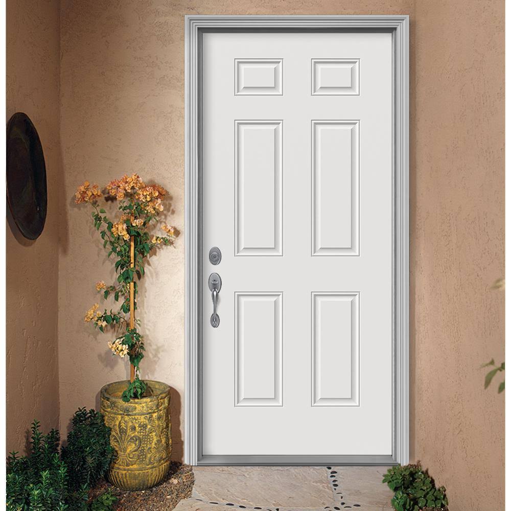 6-Panel Primed Steel Front Door Slab N790061