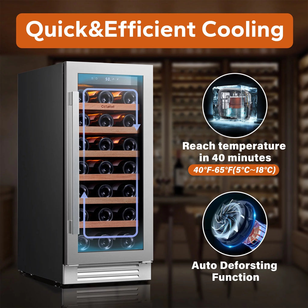 30 inch 66 Bottle Dual Zone Stainless Steel Wine Cooler Refrigerator Y998