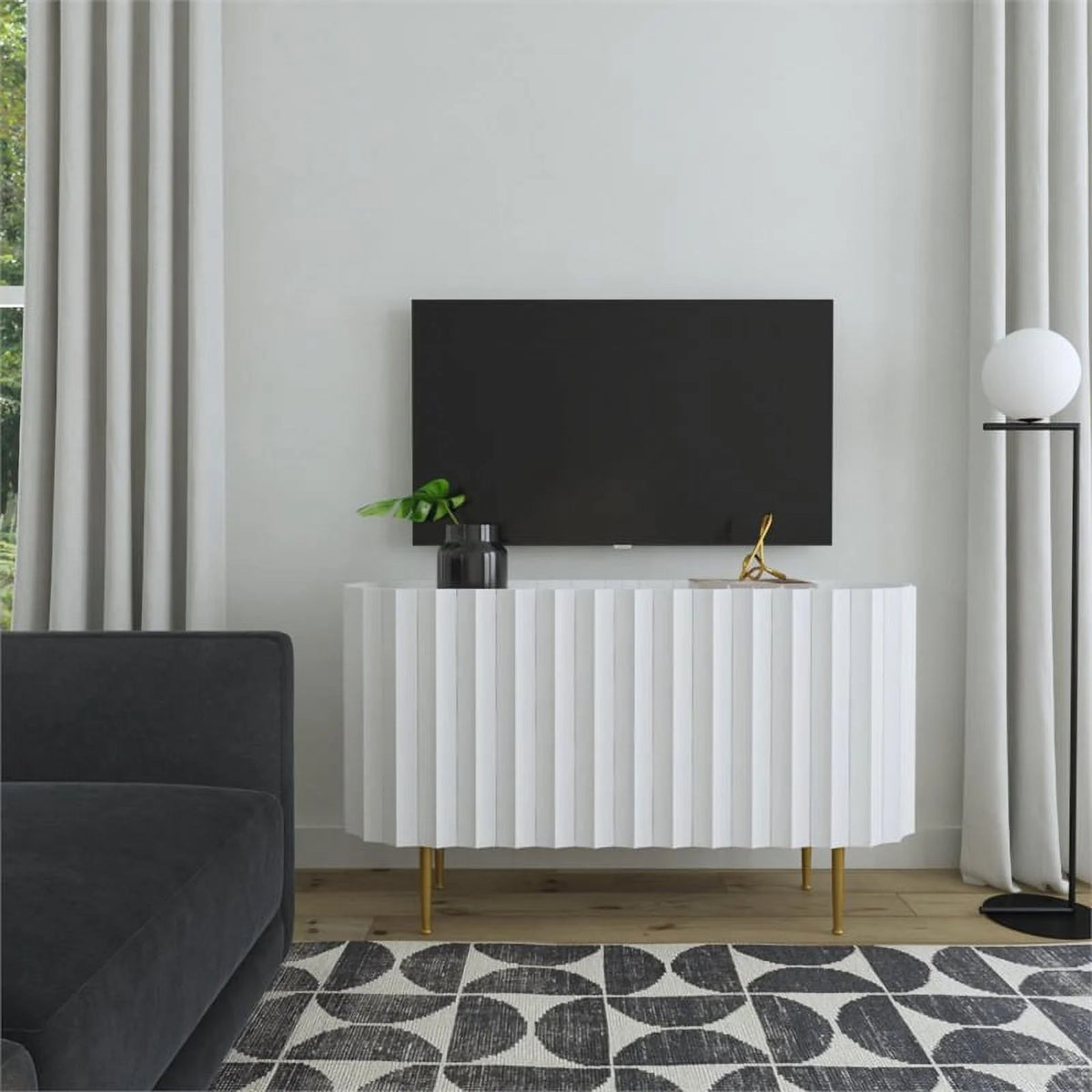 White Wood Two Door Console W7111