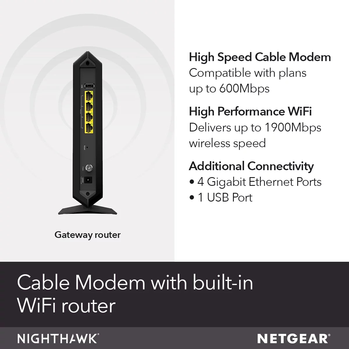 AC1900 DOCSIS 3.0 Cable Modem + WiFi Router R5071