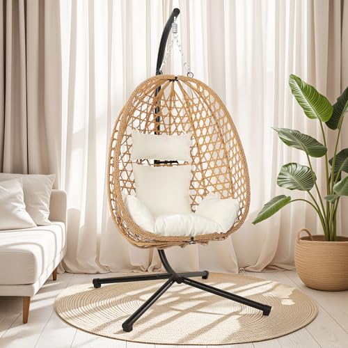 Egg Chair with Stand, Wicker Hanging Chair, 350LBS Capacity V208912