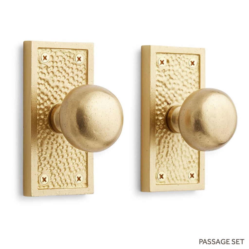Brass Passage Door Knobset with Brushed Nickel P7451