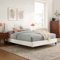 White Channel Tufted Performance Velvet King Platform Bed F588477