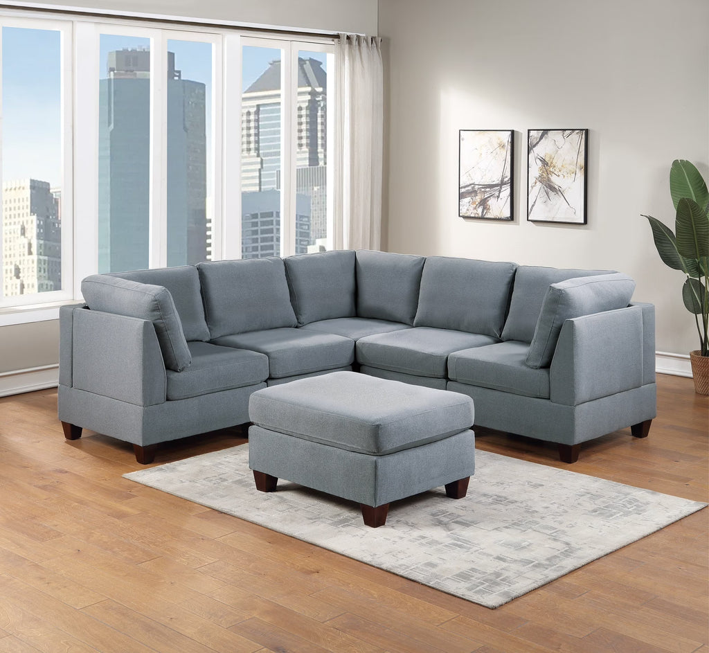 Modular Sectional 6pc Set Gray V3335