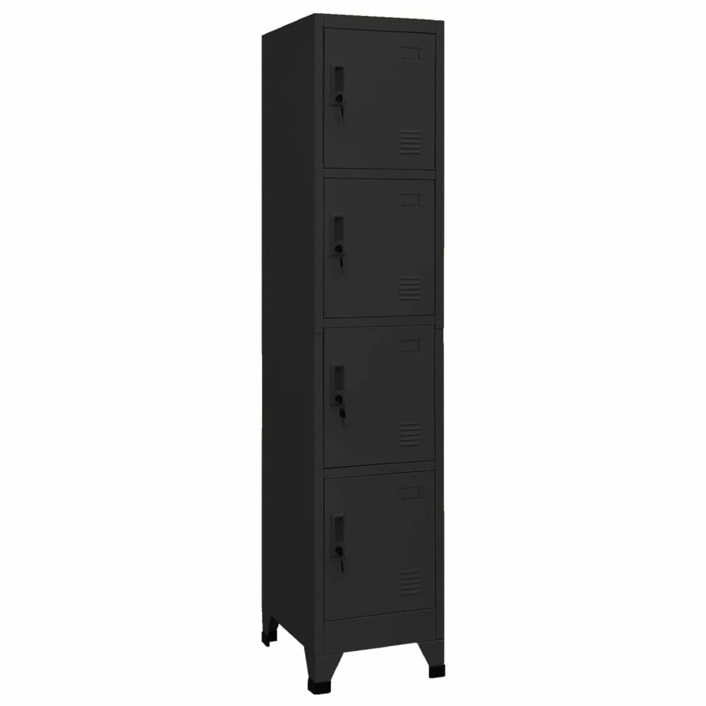 Black Steel Locker Cabinet with 4 Lockable Doors Y67190