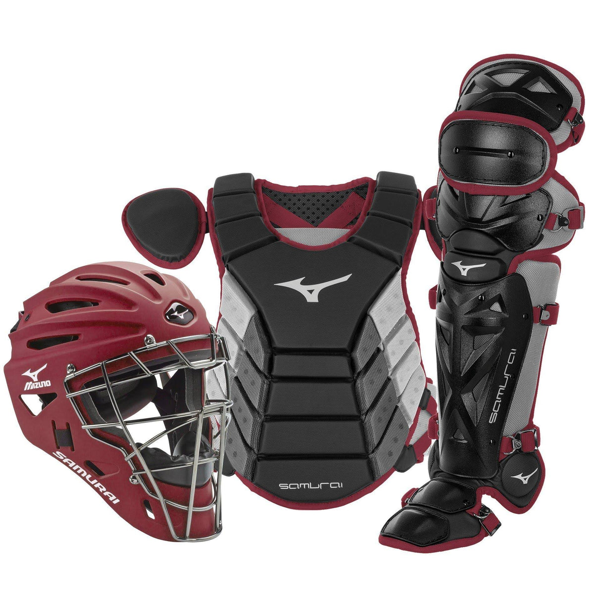 Youth Baseball Catcher's Gear Set - Black/Maroon S3111