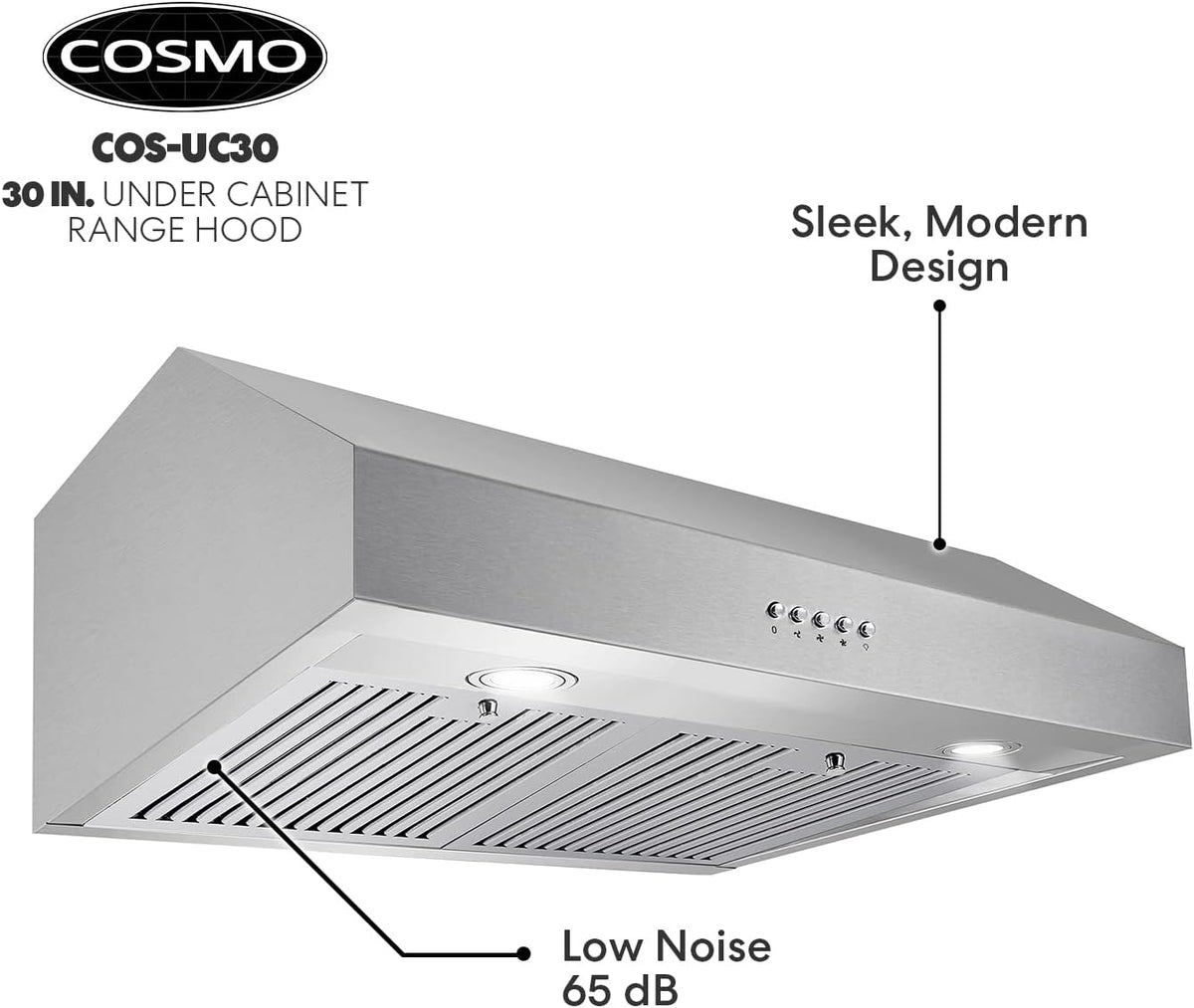 30 in. Under Cabinet Range Hood Ductless Convertible Duct with 3-Speed Fan and LED Lights in Stainless Steel Y27067