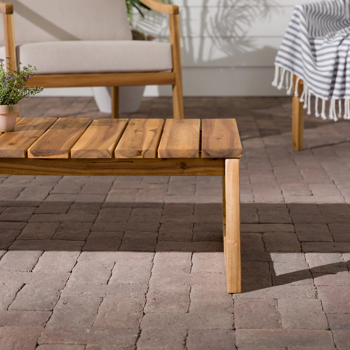 Solid Wood Slat-Top Outdoor Coffee Table H949