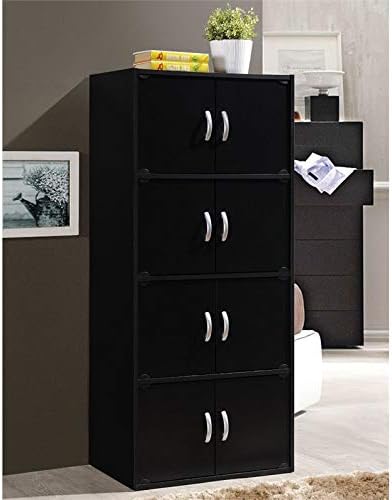 4 Shelf 8 Door Bookcase in Black K2501