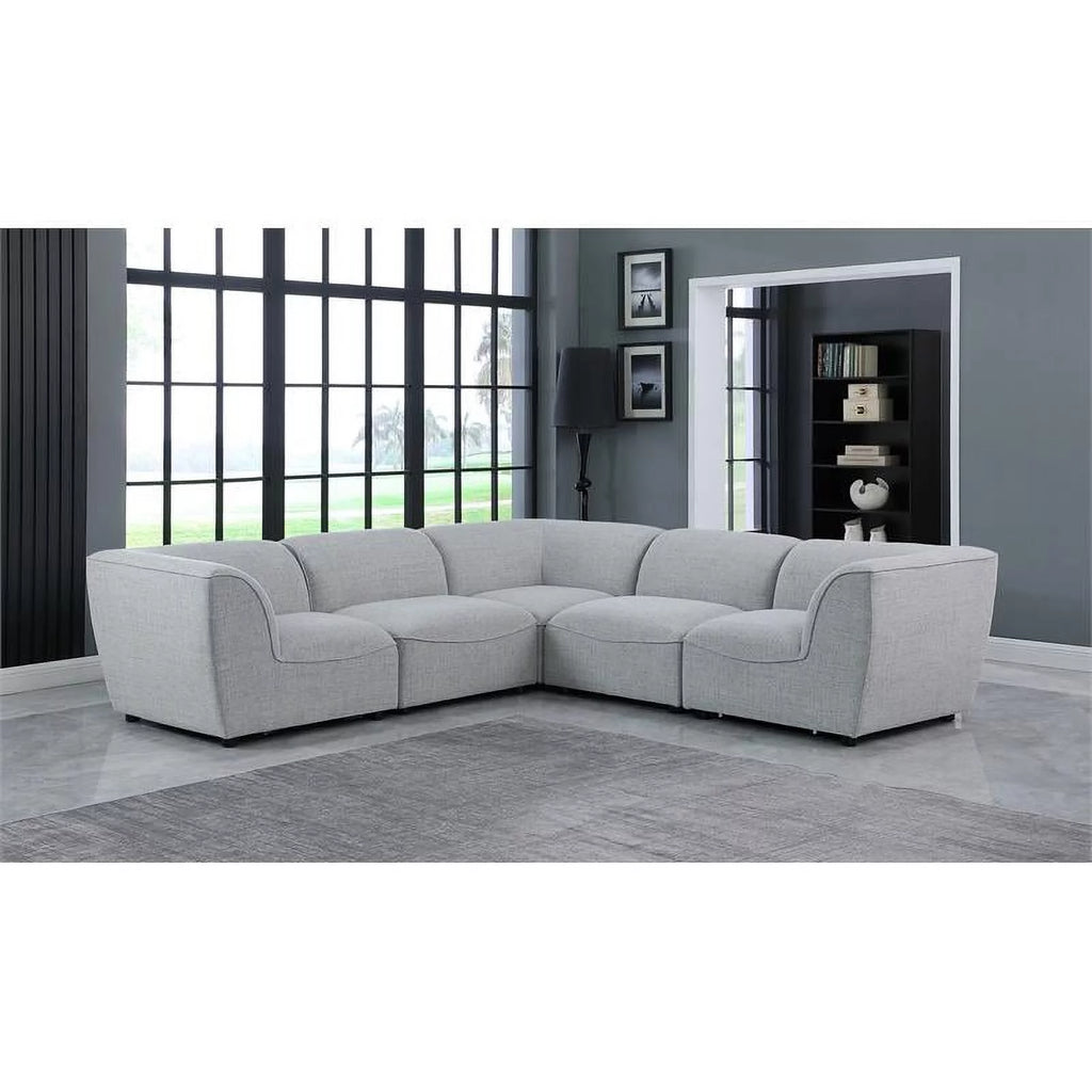 Grey Linen Textured Modular Sectional L25988