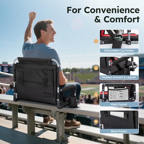 Folding Stadium Seat with Cup Holder and Cushion U70892