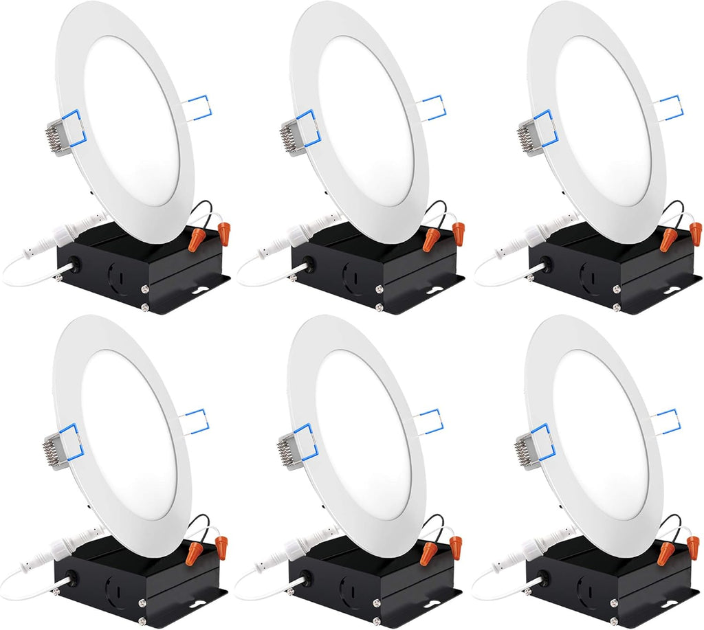 4 Inch Ultra Thin LED Recessed Ceiling Lights, 4000K Cool White, Dimmable 10W, 650 LM, 6 Pack X5918