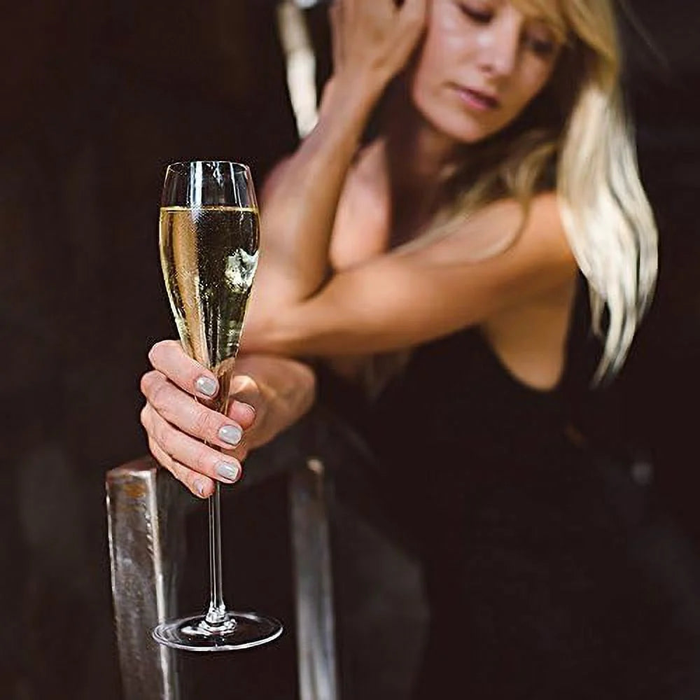 Hand Blown Crystal Champagne Flutes Set Of 2 U229