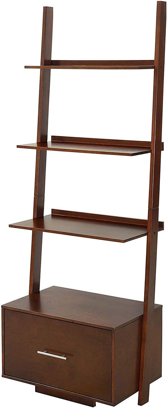 Black Ladder Bookcase with File Drawer N300733