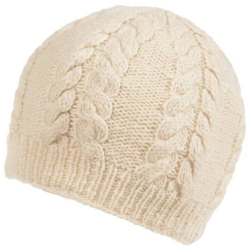 White Fleece Wool Cable Beanie B611140