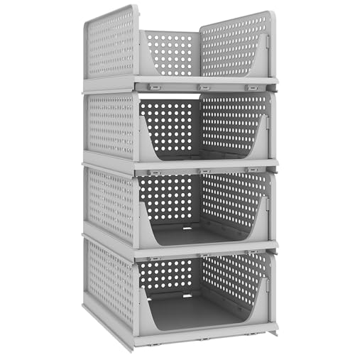 4 Pack Stackable Plastic Storage Bins O734864