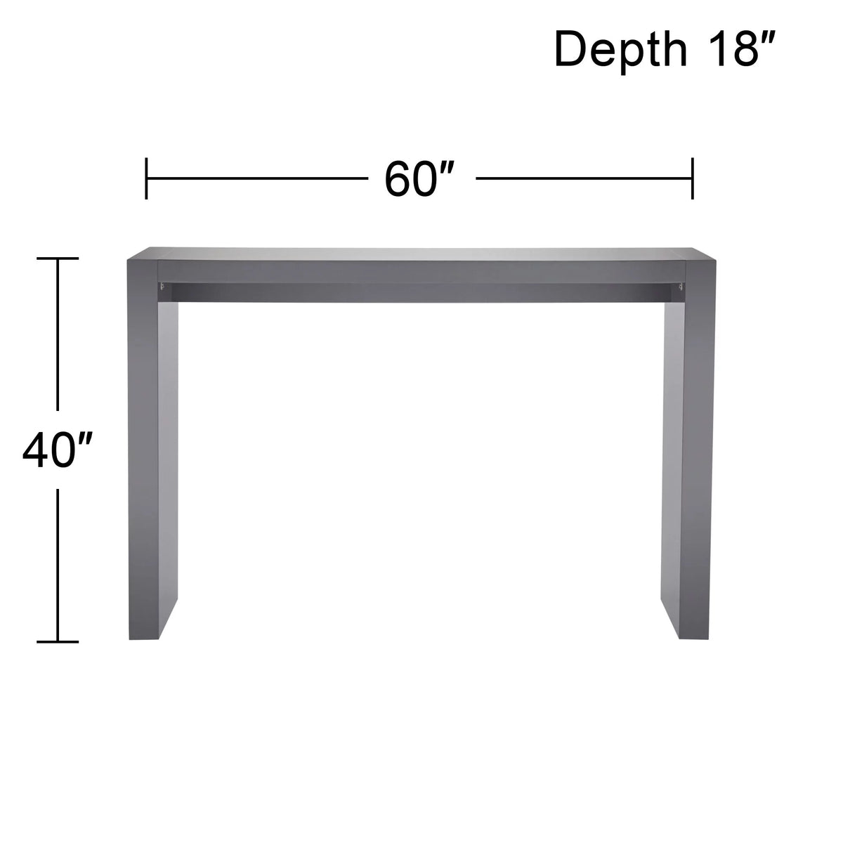 Gloss Gray Wood Rectangular Bar Table 60" x 18" U94511