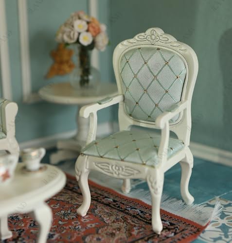 Victorian Dollhouse Furniture Set, 1/12 Scale 8pcs White & Green G614
