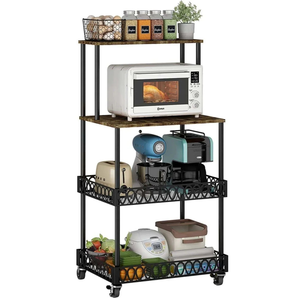 4-Tier Kitchen Bakers Rack with Wheels X128579