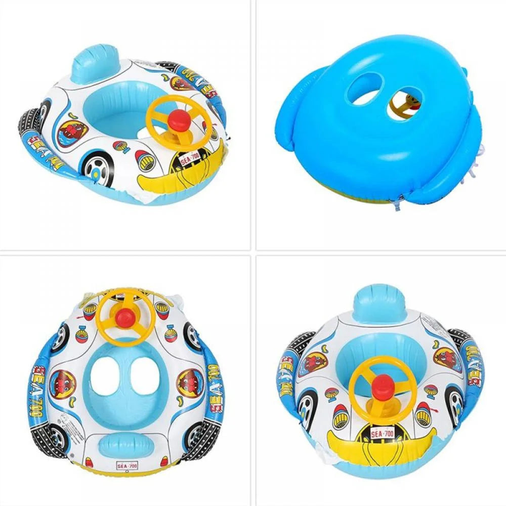 Inflatable Pool Float Ring with Steering Wheel Horn for Kids H538