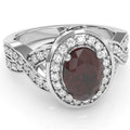 14k White Gold Garnet Diamond Engagement Ring I3707