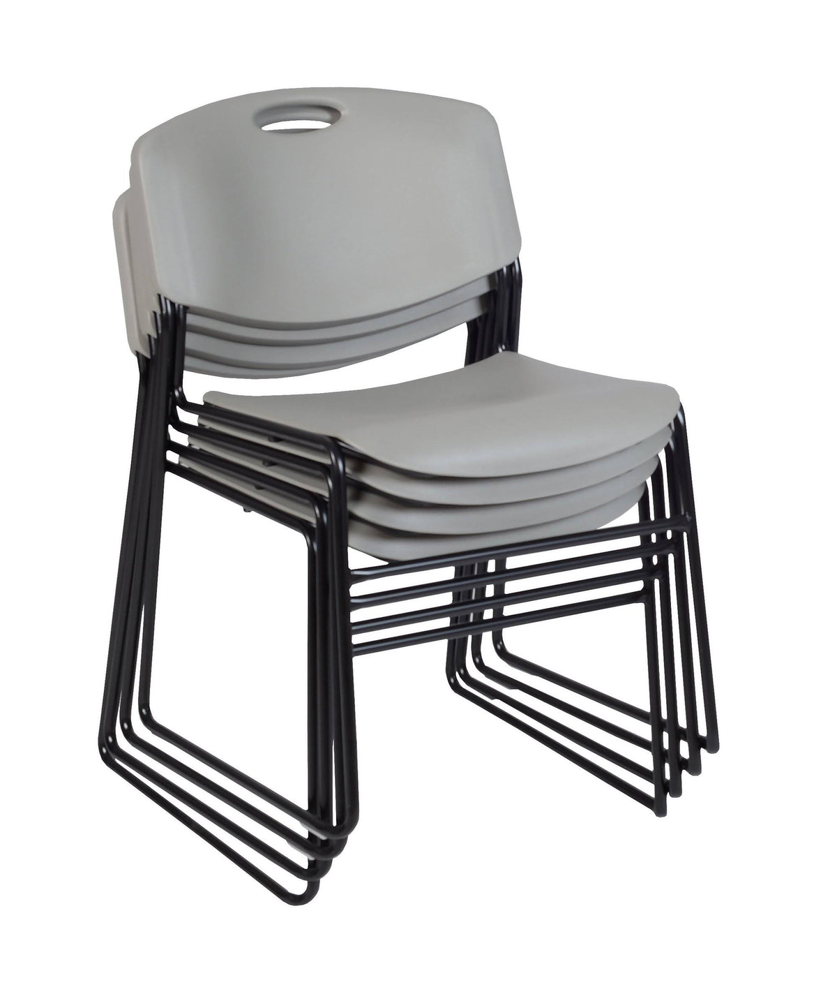 Beige Square Breakroom Table with 4 Grey Stack Chairs Q2681