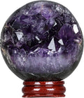 Natural Amethyst Cluster Sphere with Wood Stand Y162